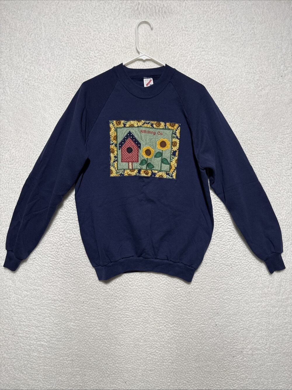 VTG 90’s Jerzees Handmade Quilt Patch Pullover Crewneck Size XL Granny Core
